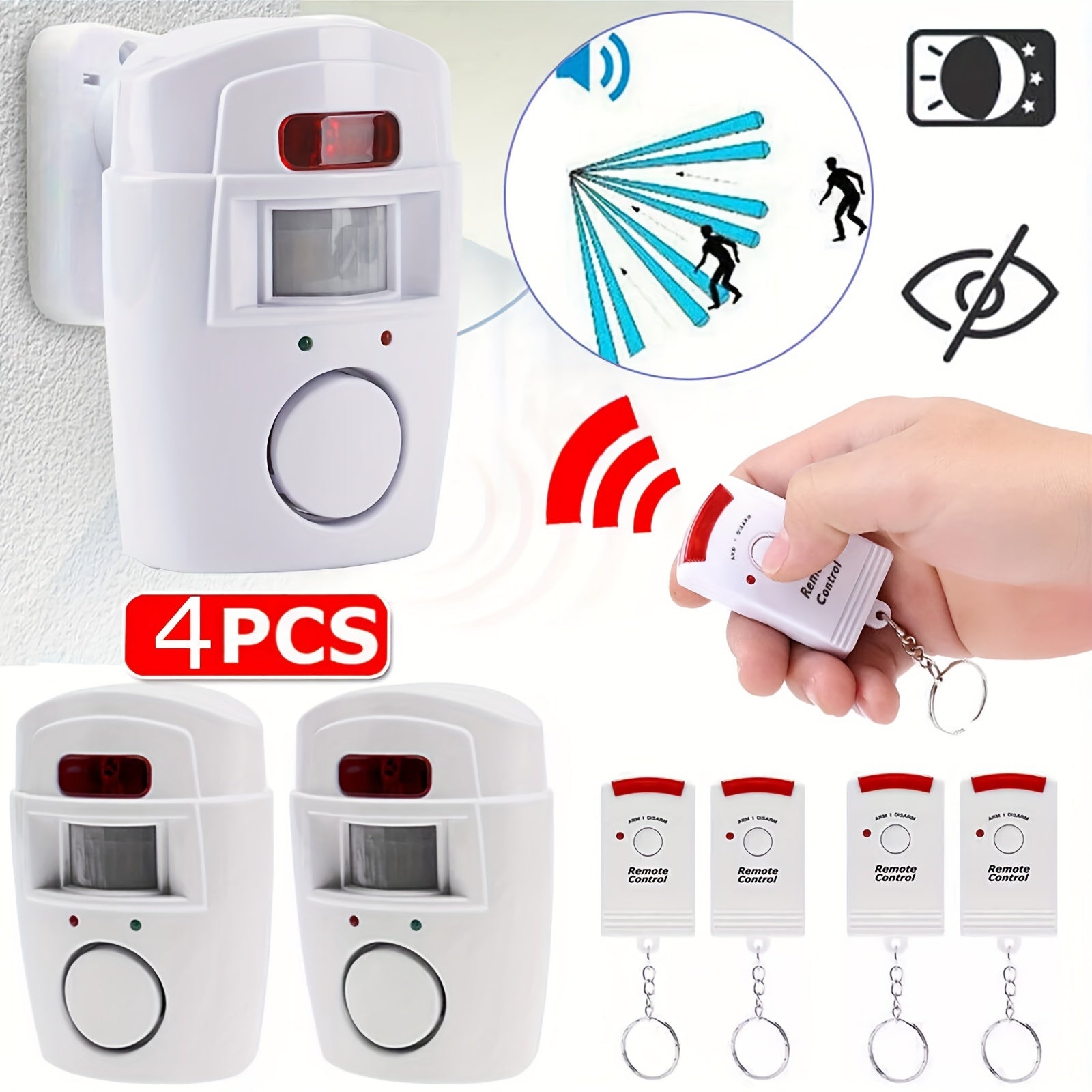 Wireless PIR Motion Sensor Alarm System (4 pcs)