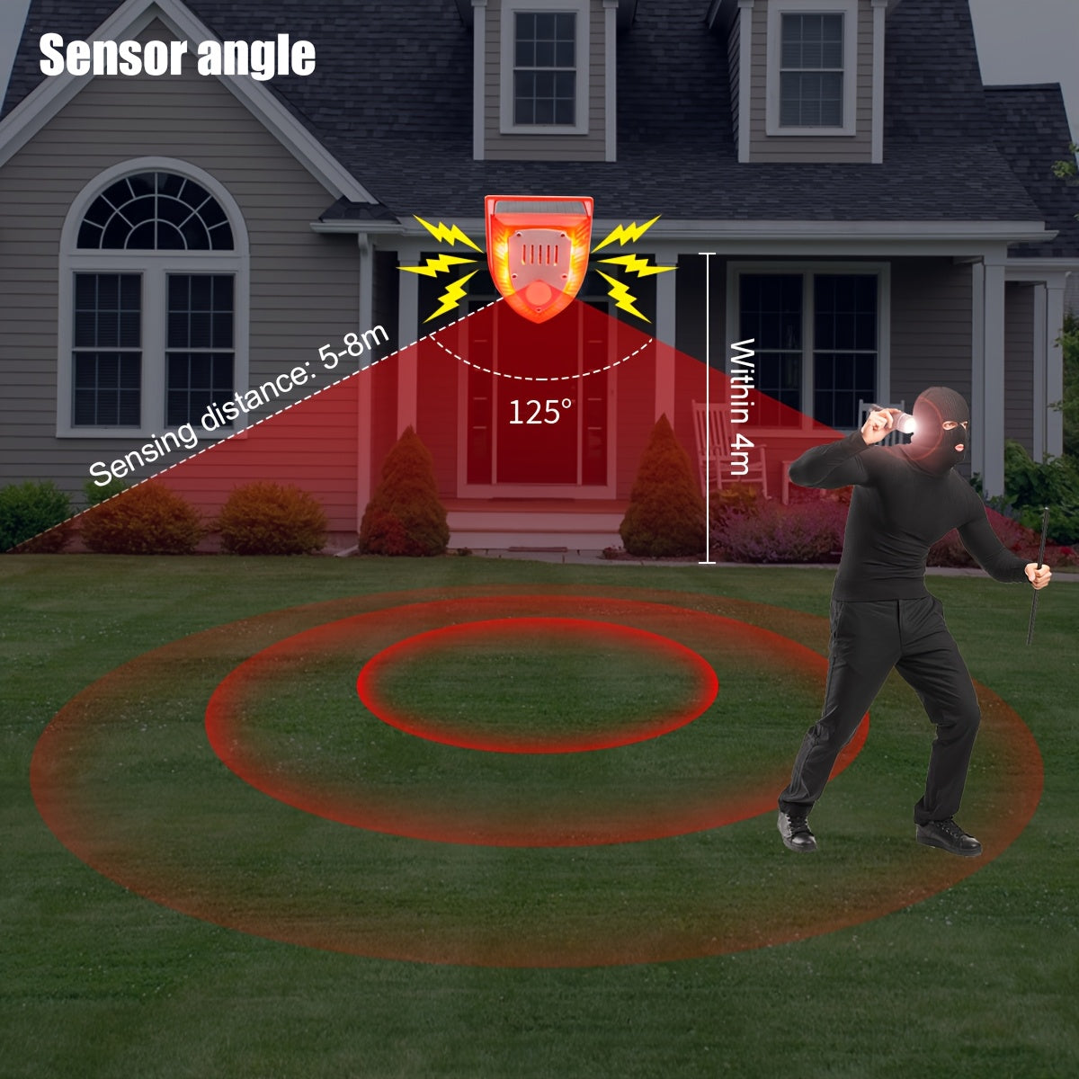 Solar Motion Alarm with Dog Bark & Gunshot Sound (3 pcs)